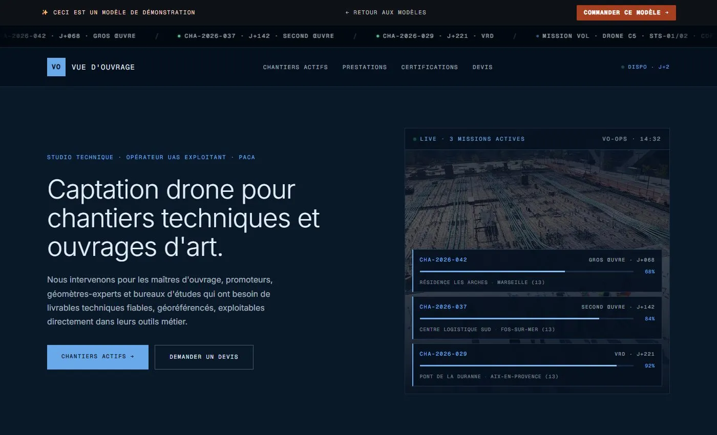Aperçu d'un site Garrigue pour btp / chantiers